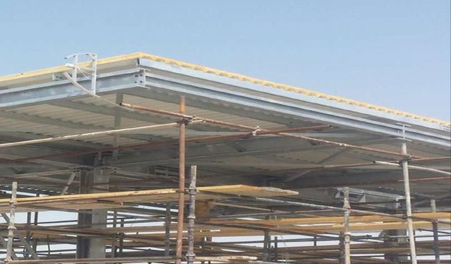 Canopy roof structure with sheeting