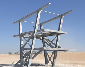 Fabricated steel tower with two platforms in the desert